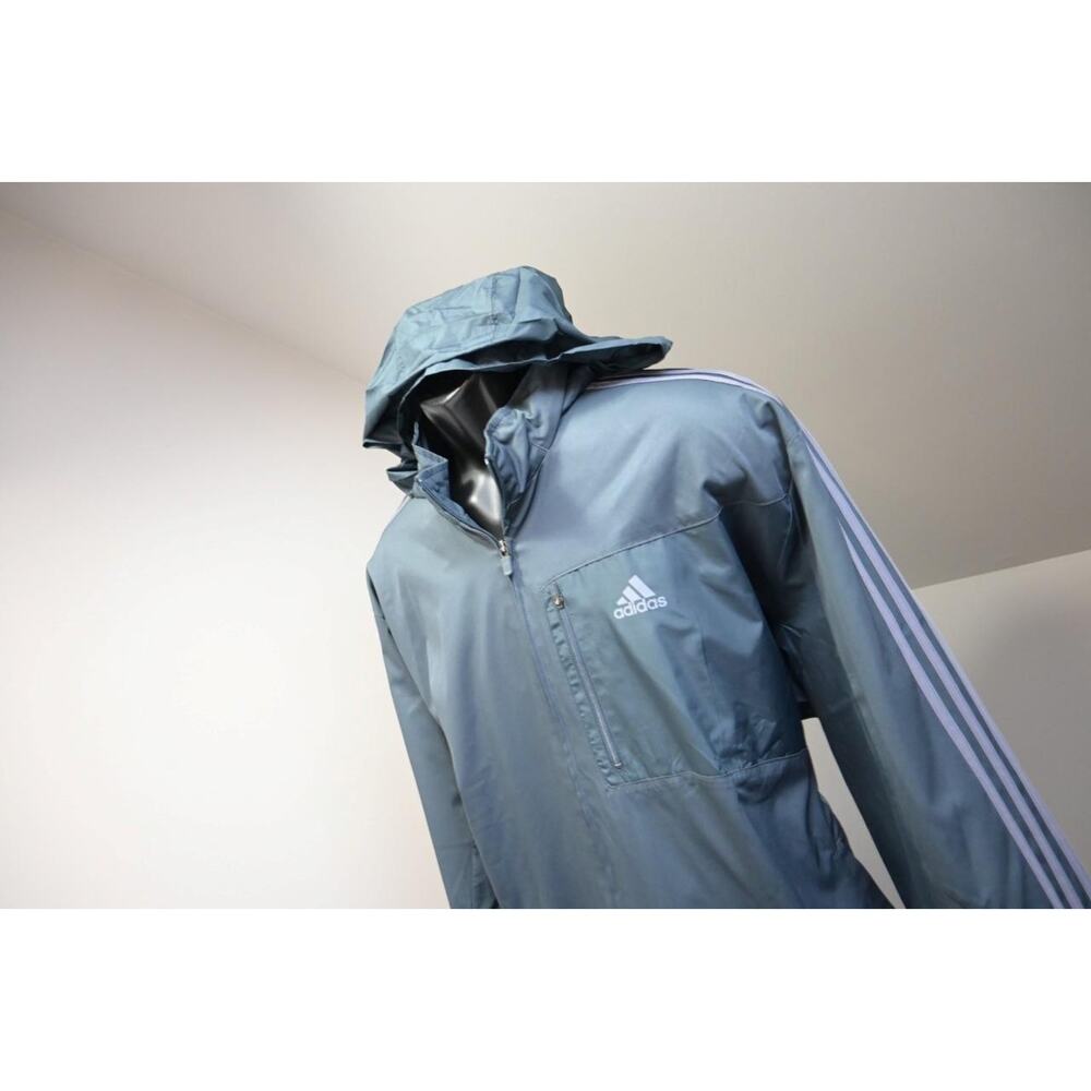 Adidas Track Jacket Hoodie Gray Windbreaker Full Zip Athletic Mens Sz 2XL XXL